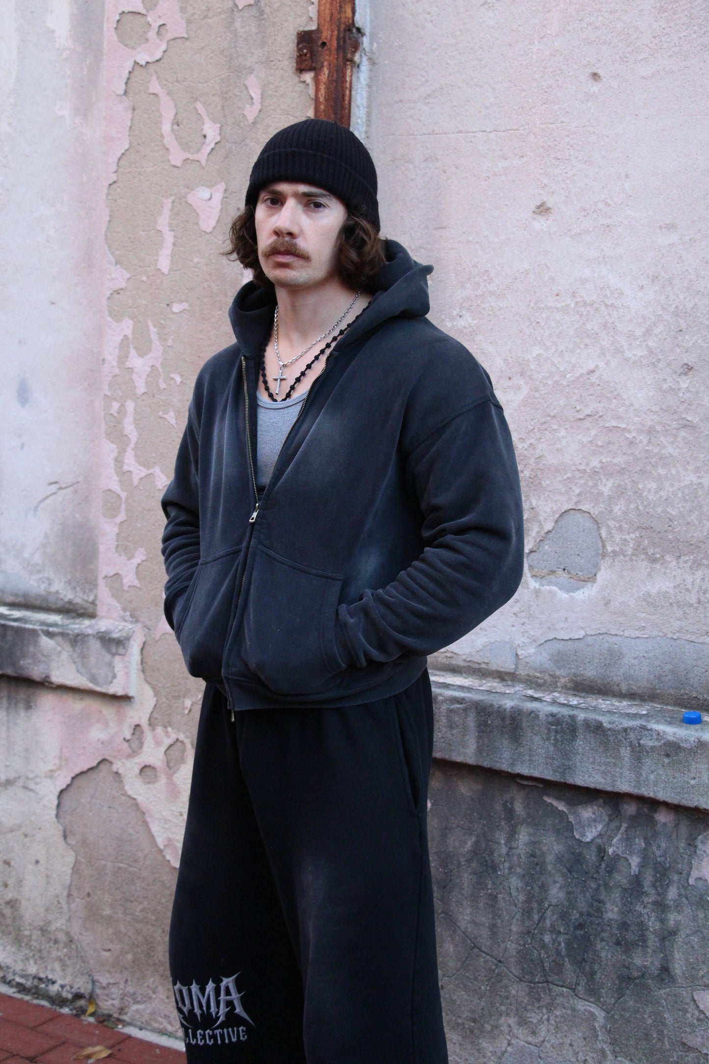 Sunfade Two-way Zipper Boxy Fleece Hoodie