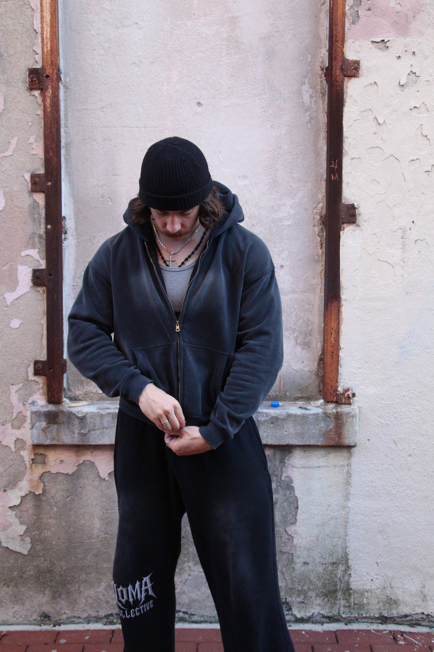 Sunfade Two-way Zipper Boxy Fleece Hoodie