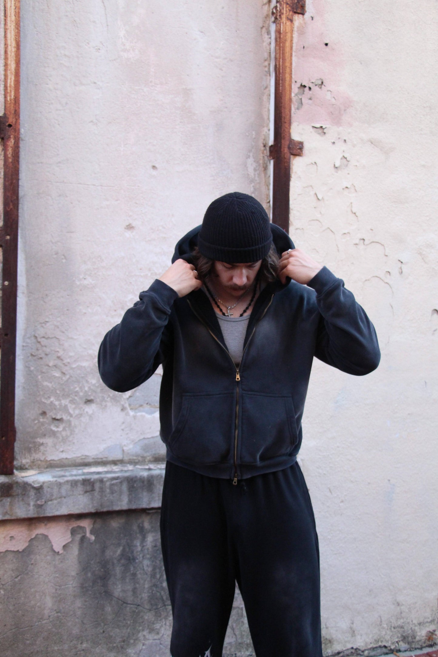 Sunfade Two-way Zipper Boxy Fleece Hoodie