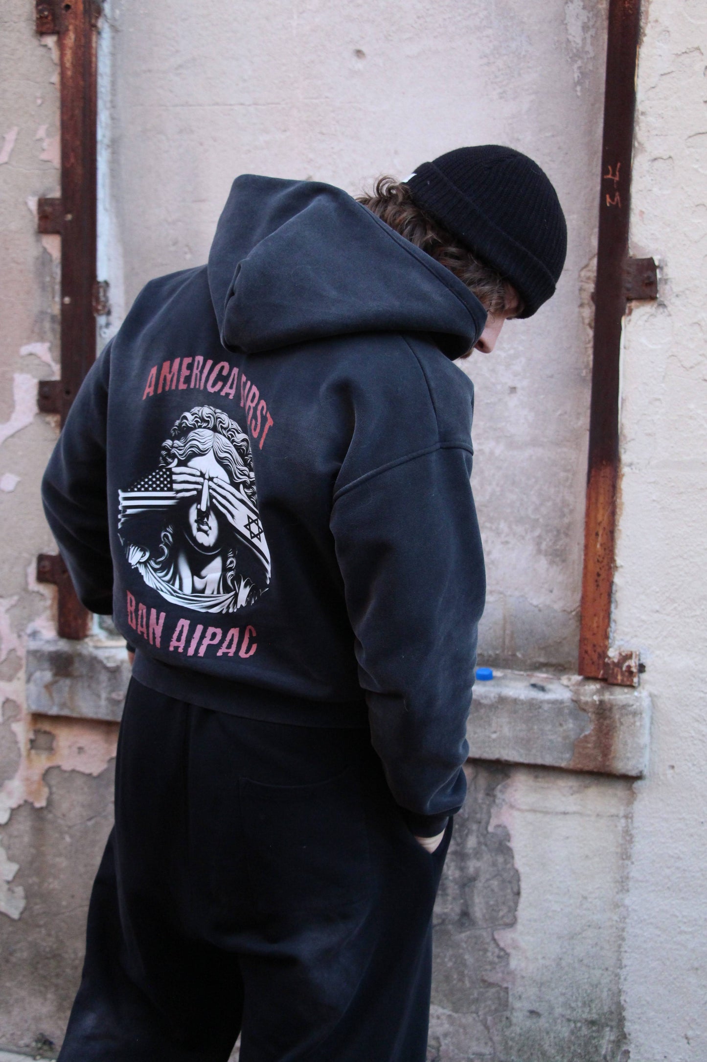 Sunfade Two-way Zipper Boxy Fleece Hoodie