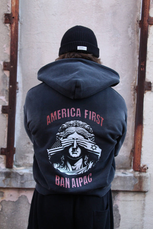 Sunfade Two-way Zipper Boxy Fleece Hoodie