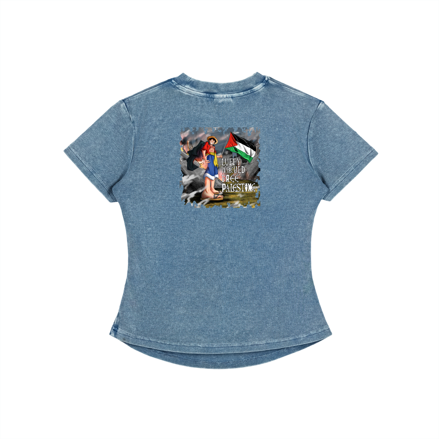 Luffy Would Free Palestine Bodycon Cotton T-Shirt